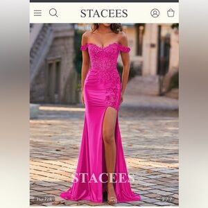 Elegant Pink Off-Shoulder Evening Gown
